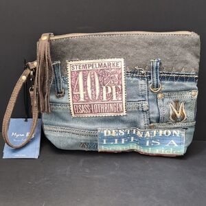 Myra Bag Denim Collection Small Zippered Wristlet,NWT.